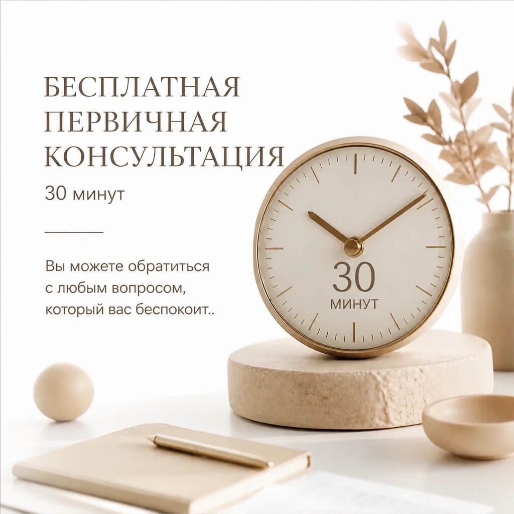 Бесплатная первичная консультация 30 минут